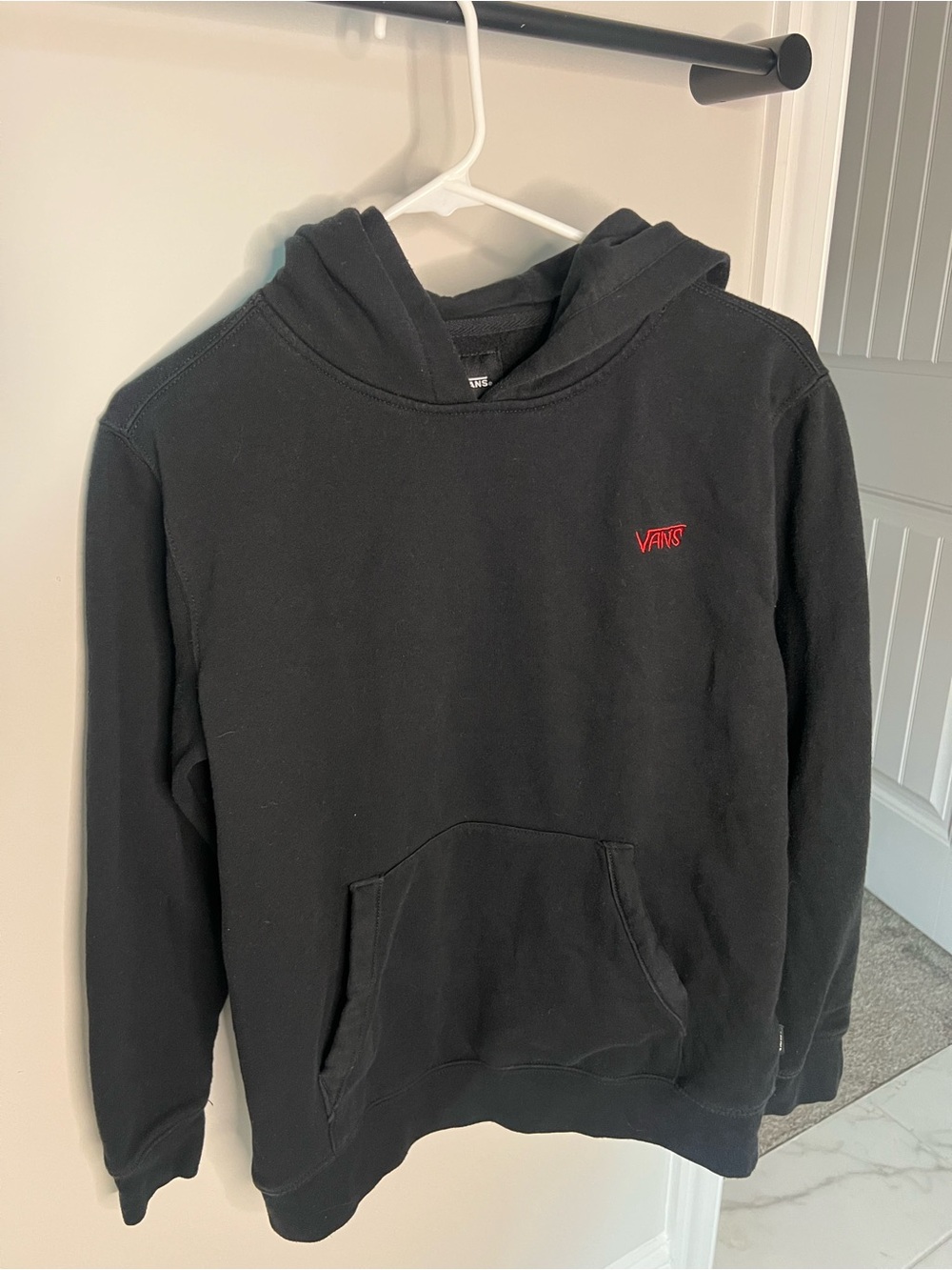 Vans Black Pullover Hoodie with Red Logo